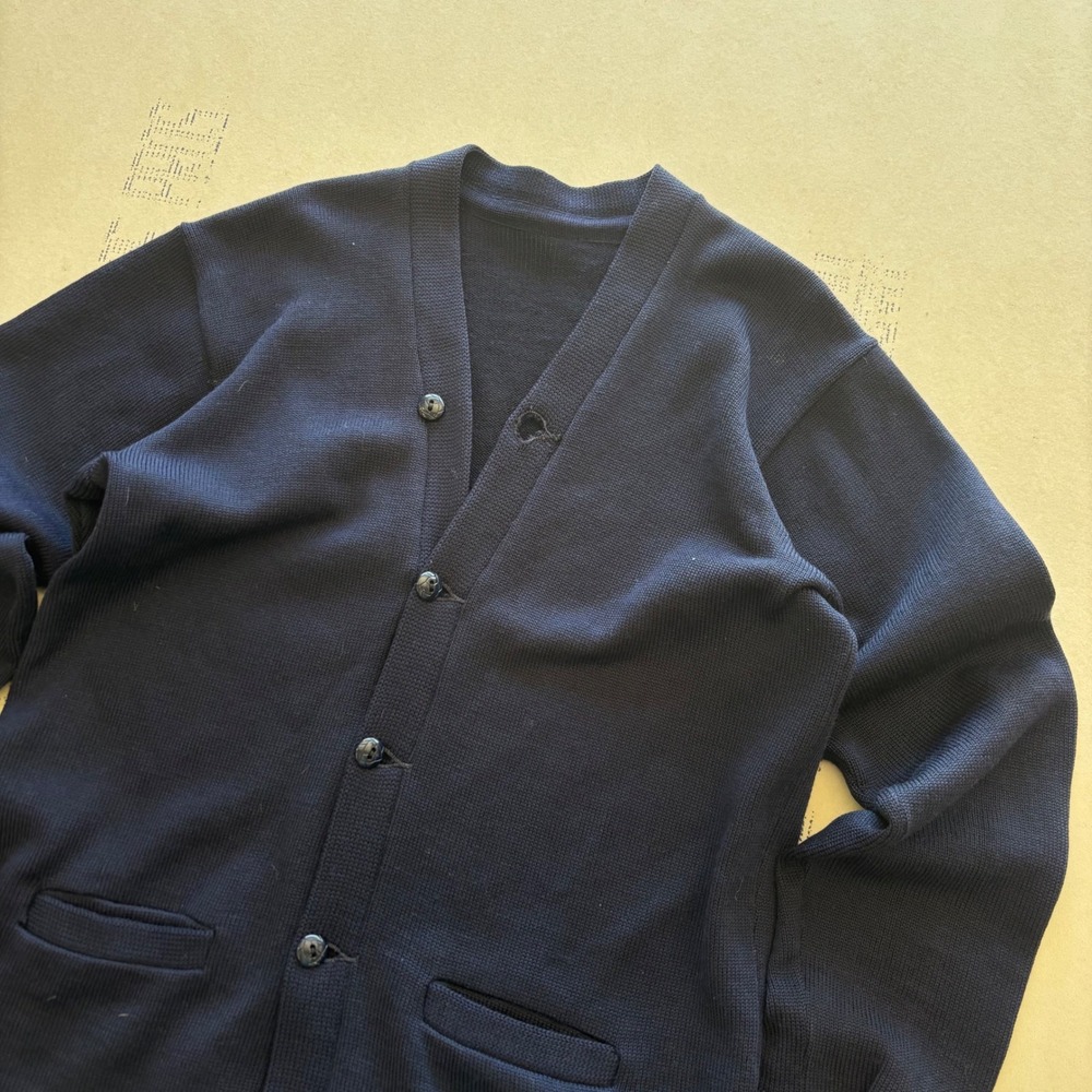 Vintage 50s Navy Blue‎ Knit Cardigan Sweater